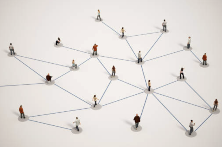 Network of miniature figures connected by lines - operational planning and pre-opening process management